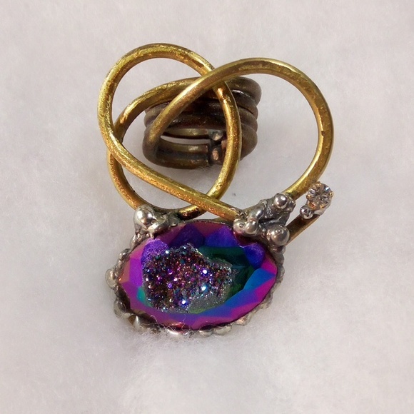 Imaginations in Glass one of a kind artisan druzy ring or pendant - Picture 1 of 6
